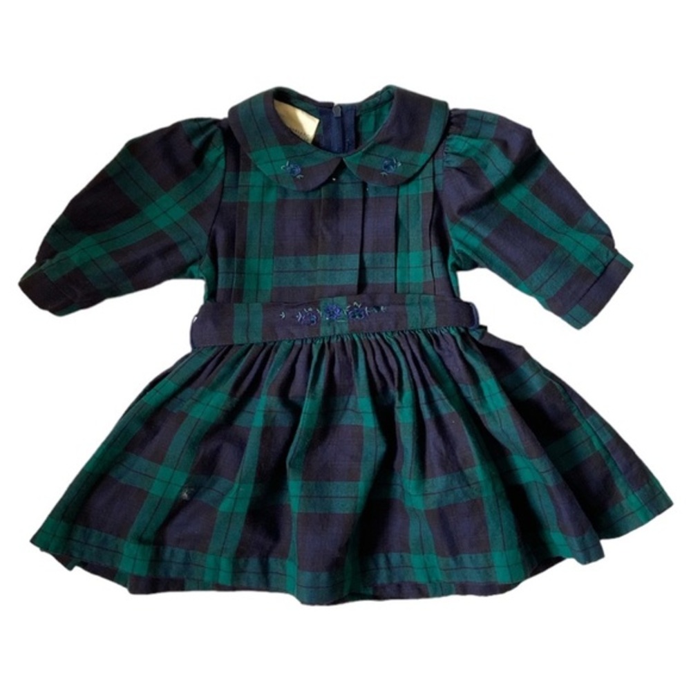 LAURA ASHLEY VINTAGE 90s Dress Blue Green Outfit Cottagecore Gingham Navy Floral